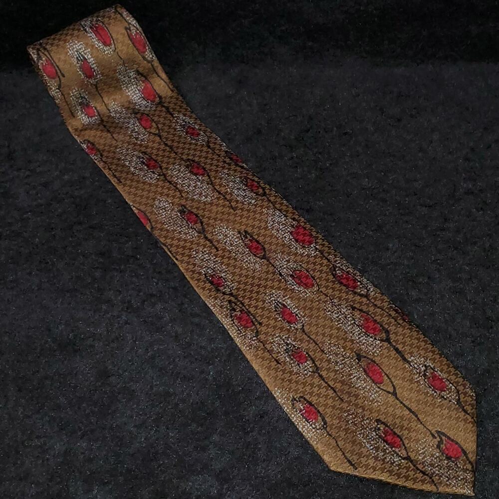 Cies Men's Brown Burgundy Light Blue Neck Tie
